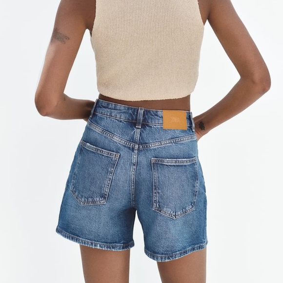 Zara Denim Mom-Fit High-Waist Shorts - Picture 6 of 6